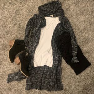 Black speckled hooded cardigan